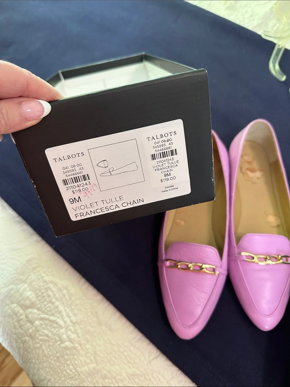 Talbots Violet Chain-Trim Slip-On Loafers Sz 9M - Picture 2 of 5